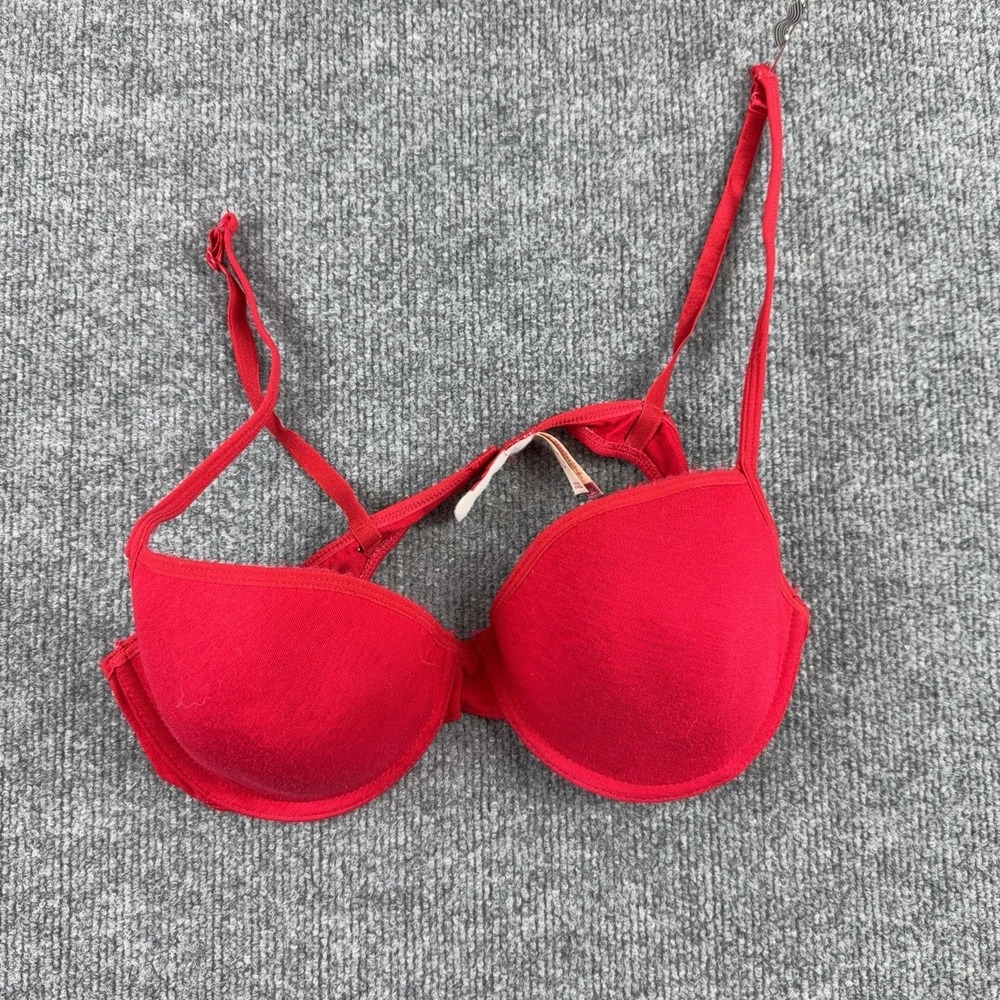 Op Bra Womens 36C Red T-Shirt Underwire Padded Keyhole Adjustable Straps